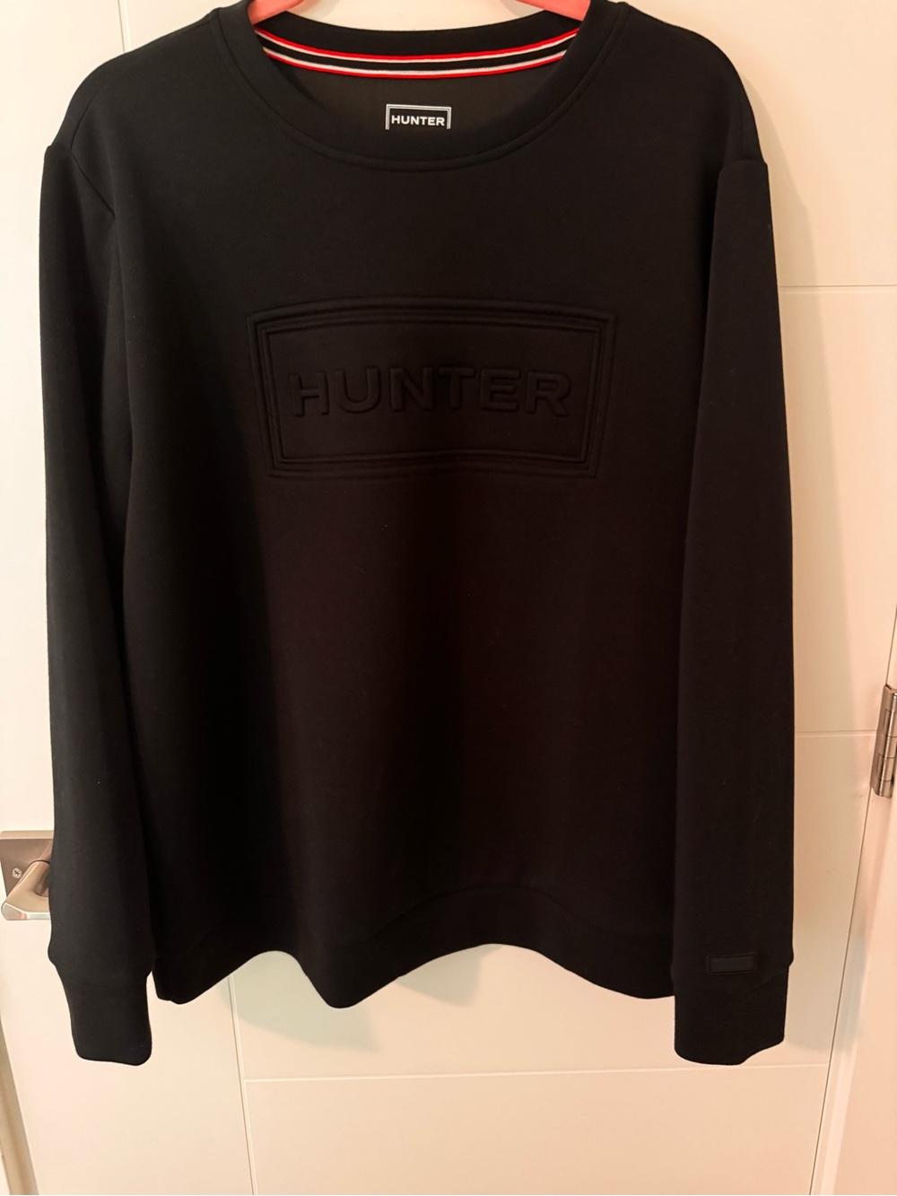 Hunter Boots Heritage Logo Crewneck Fleece Sweatshirt Black Size XL
